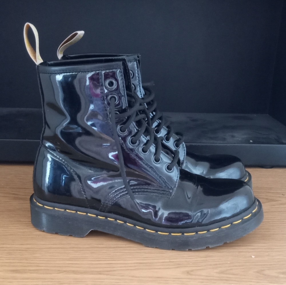 Doc Martens Black Patent Leather Combat Boots